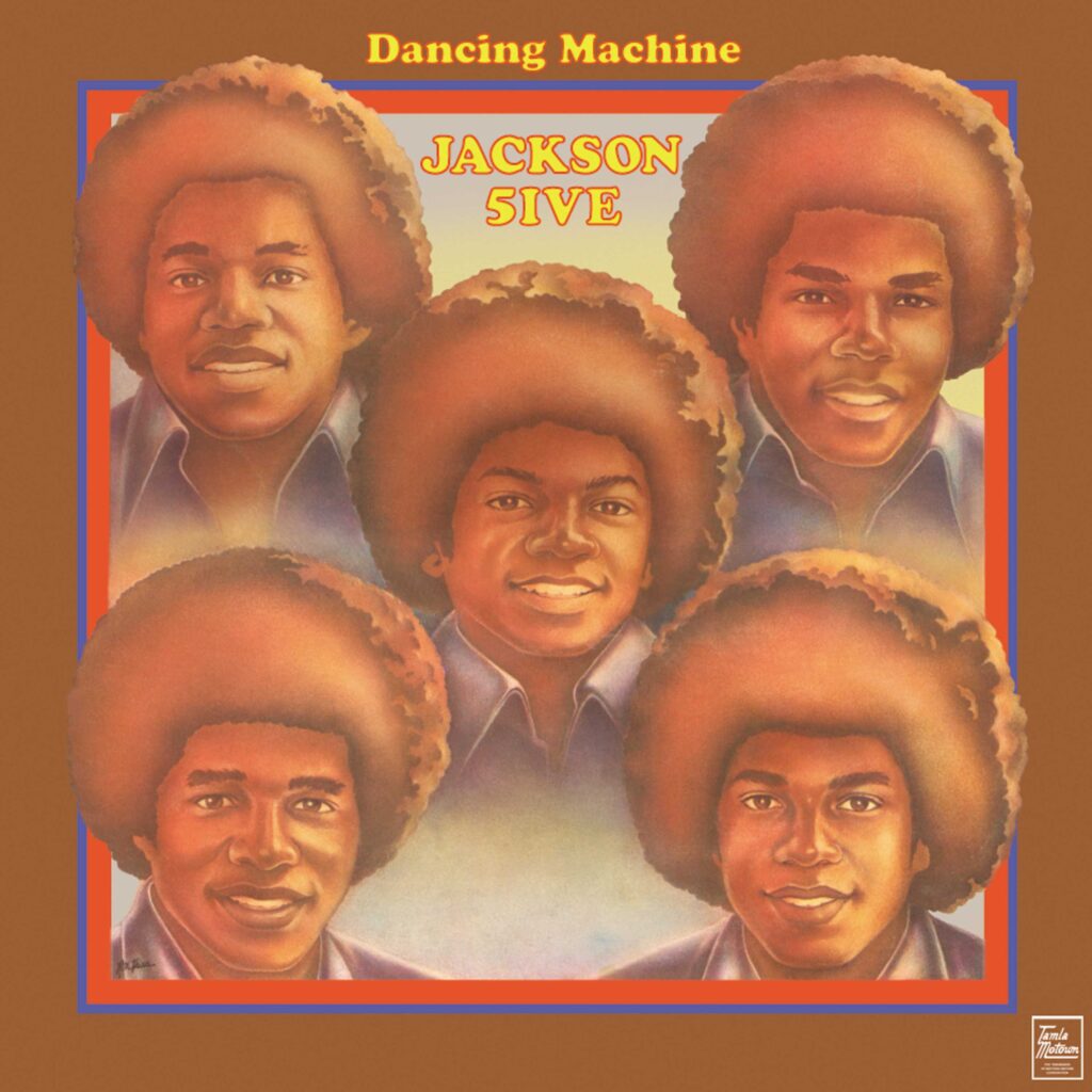Dancing Machine album cover with all 5 members of the Jackson 5.
