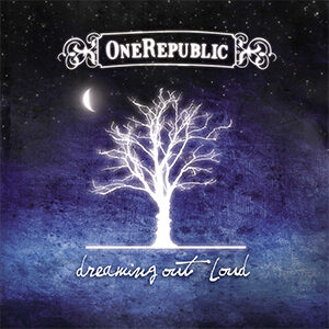 One Republic dreaming out loud album cover. Illustration of a white tree with a moon.