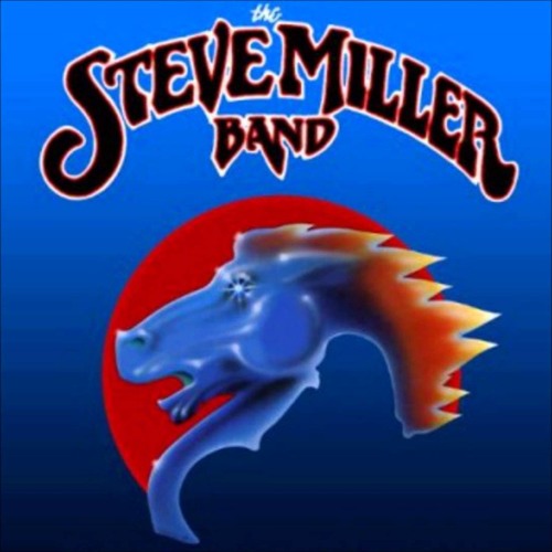 Steve Miller Band album cover art. Blue horse with orange hair in front of a red circle.