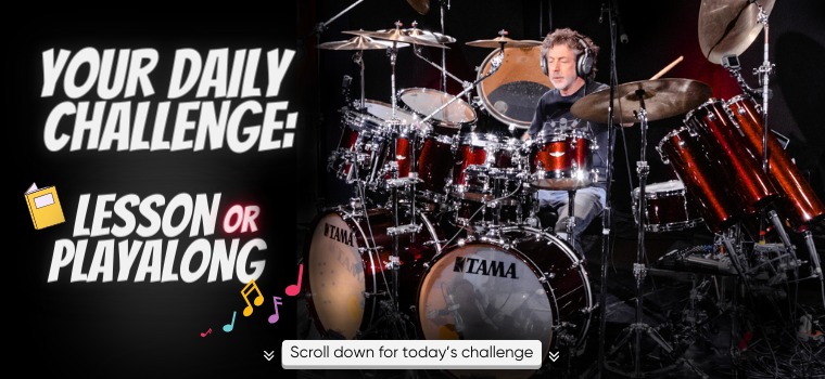 Drum Channel Daily Challenge Graphic with photo of Simon Phillips